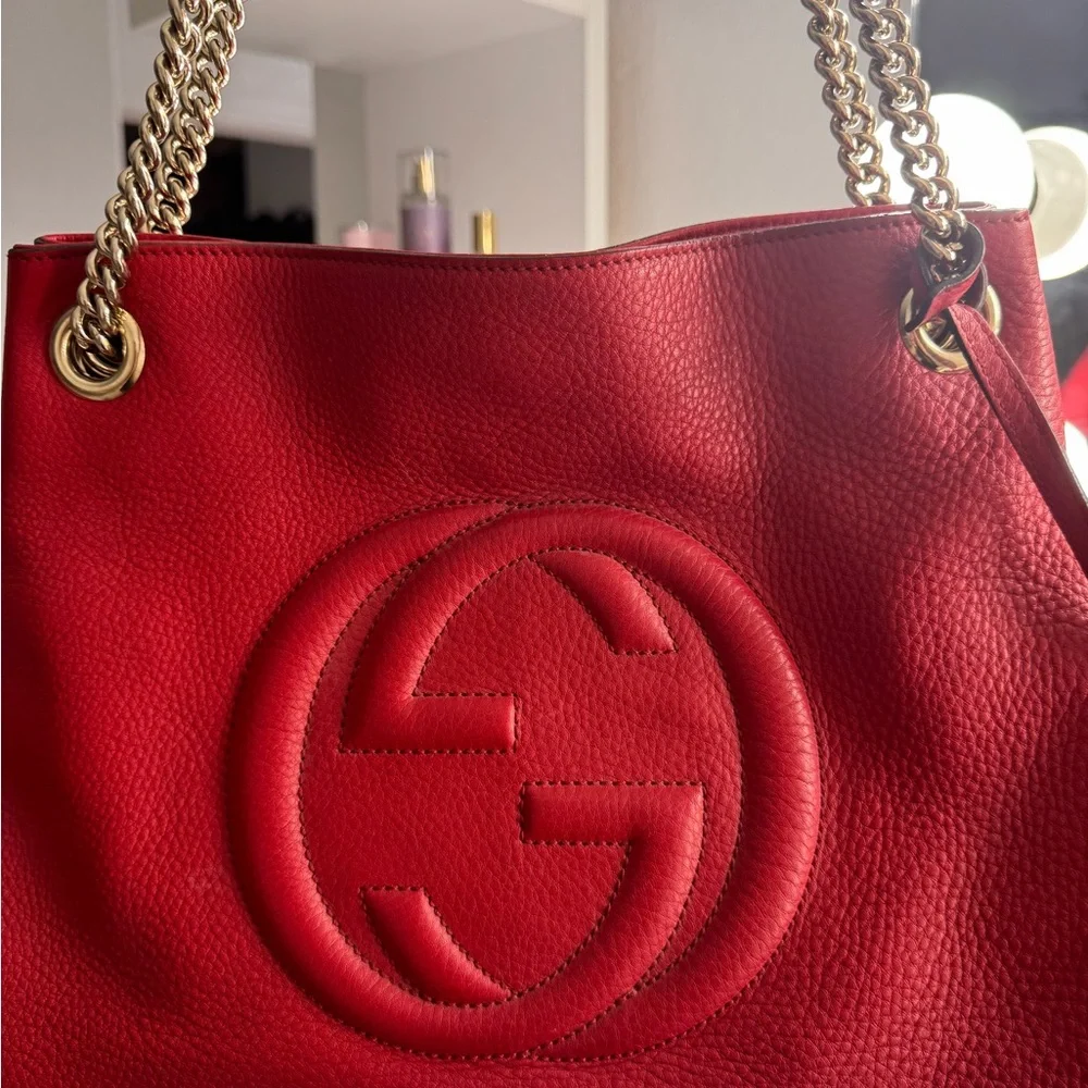 Gucci Red Leather Shoulder Bag - Picture 1 of 6